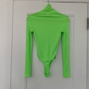 Neon green body suit